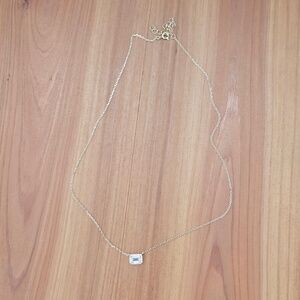 Adina Eden Gold Pave Outlined Baguette Solitaire Pendant Necklace - NWT